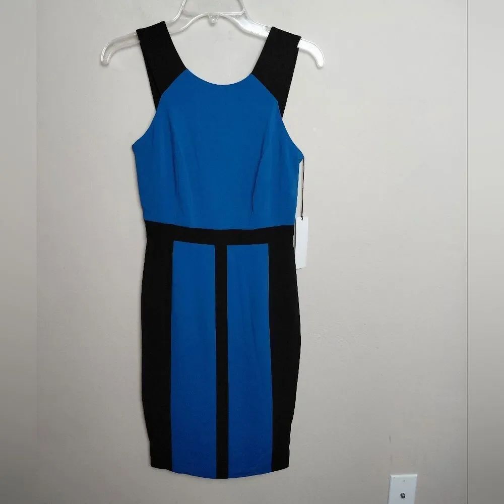 Jay Godfrey Blue/Black Colorblock Dress